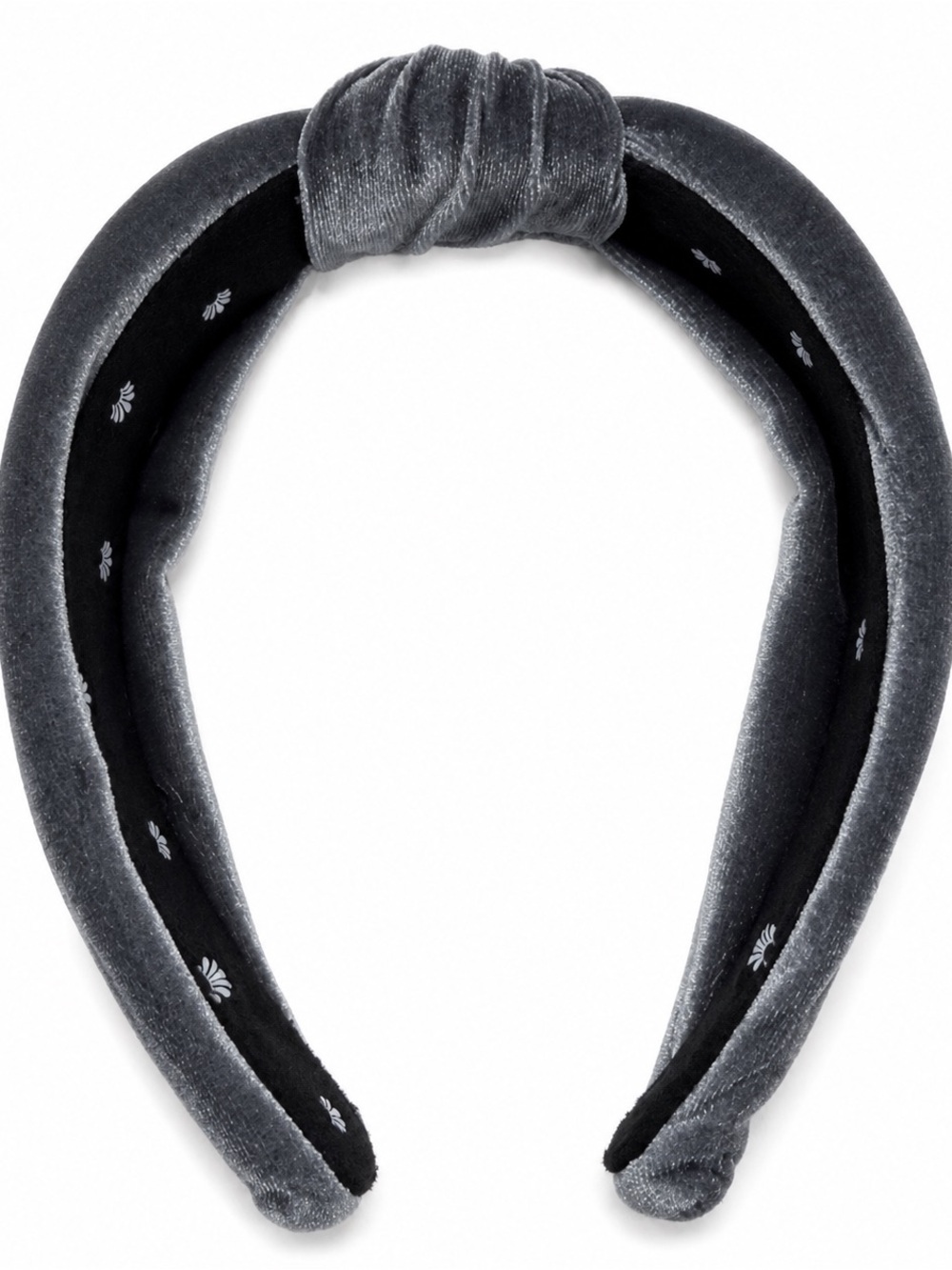 Lele Sadoughi Gray Velvet Padded Knotted Headband Hair Accessory